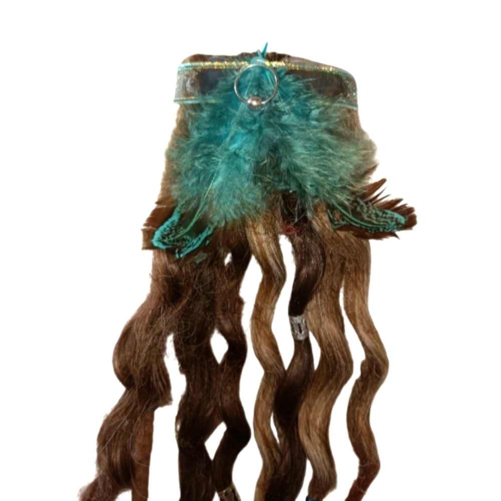4/$15 Brown & Bld 1pc Braids Dread Clip In Extension Deco & Charms Viking Boho - Picture 4 of 12